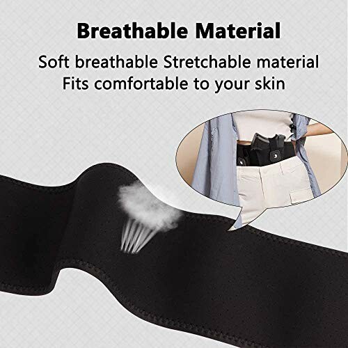 Breathable stretchable waistband with gun holster.